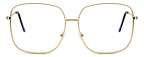 Occhiali Lettura Oversize Con Montatura Metallo Uomo Donna, Occhiali Lettura Extra Large Anti Luce Blu, Occhiali Computer Metallo Donna Alla Moda.Adatti Persone Con Teste Grandi e Visi Grandi