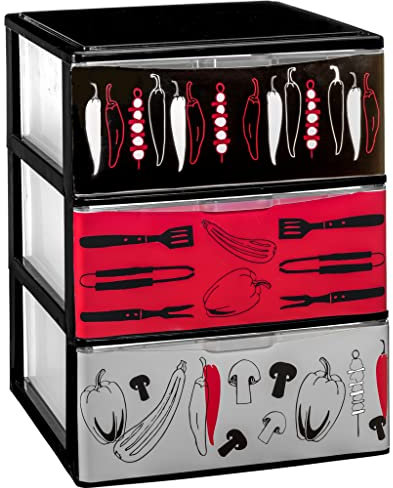 COM-FORT HOUSE | Cajonera Apilable de Plástico | Modelo Iris | Diseño Cocina | Modelo de 3 Cajones | Cajones de Almacenamiento Modular