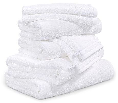 Möve Handtuchset New Classic 8-TLG Handtücher - 2X 20x15 cm + 2X 30x50 cm + 2X 50x100 cm + 2X 67x140 cm, 100% Baumwolle, Snow