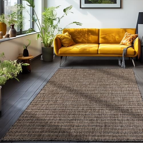 Outdoor Teppich Wetterfest im Skandinavischen Stil Vintage Design Läufer Teppich Balkon Terassen Wintergarten Teppich Küchenteppich in Farbe: Braun, Grösse: 80 x 150 cm