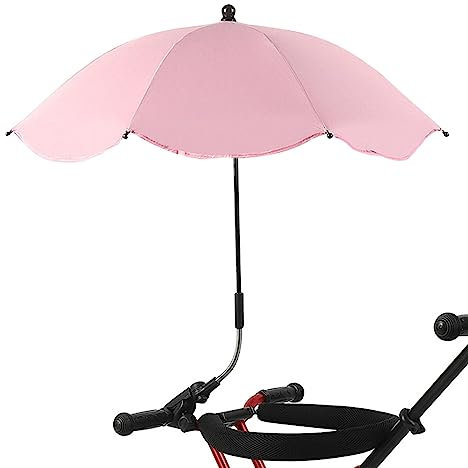 Parasol para cochecito universal, anti UV 50+, sombrilla para cochecito Bebe, parasol con pinza ajustable y brazo 360 °, para cochecito, bicicleta, silla ruedas, silla playa