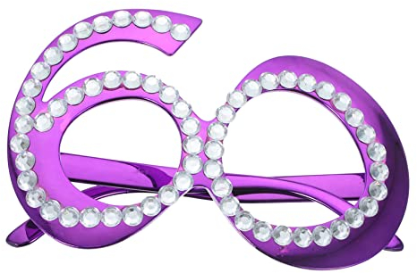HOMSFOU 1 Paar Geburtstagsbrille Alles Zum Geburtstag-brille Brillengestell Mit Strasssteinen Brillen Für Die Party 60 Neuartige Brillen-foto-requisiten Bohren Plastik Gläser Violett