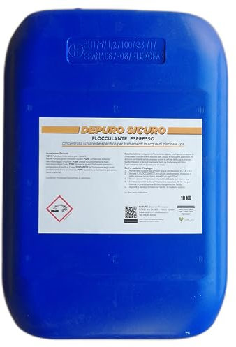 Naturii® Depuro Sicuro® kg 10 Flocculante Liquido Espresso concentrato schiarente specifico per trattamenti in acque di piscina e spa