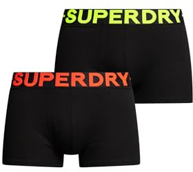 Superdry Herren Unterhosen aus Bio-Baumwolle im 2er-Pack Schwarz/Neon XL