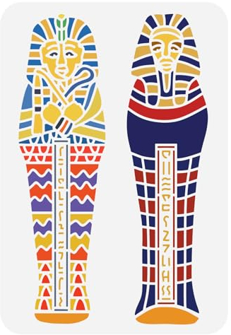FINGERINSPIRE Ägyptische Pharao Statue Schablone 21x29.7 cm Ägyptischer König Pharao Malvorlage Ägyptisches Symbol Sarg Hieroglyphen Schablone Zum Malen Auf Holz Wandmöbeln