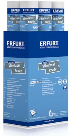 Erfurt Vliesfaser Ready 301 Vliestapete 10.05X0.53 weiße Fertigtapete 6 Rollen 1004370
