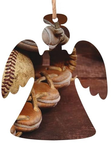 OPSREY Baseball gedruckt Weihnachten Holz Dekoration Holz Hängende Party Festliche Dekoration