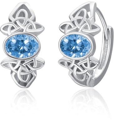 KINGWHYTE Tanzanite Ohrringe 925 Sterling Silber Blau Kristall Creolen für Frauen Keltischer Geburtsstein Ohrringe Dezember Geburtstag Schmuck für Frauen Damen Mädchen