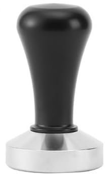 Tamper 51/54/58mm Ripple Base Espresso Tamper mit Walnuss Tamper für Siebträger Barista Zubehör Kaffee Stamper Set Edelstahl Base Holzgriff Silikonmatte (schwarz,54mm)