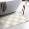 Tititex Luxuriöser Badezimmerteppich, 61 x 91,4 cm, klassisches Schachbrett, extra weich und saugfähig, Mikrofaser-Badteppich, rutschfester Plüsch-Badteppich für Badezimmerboden, cremeweiß kariert