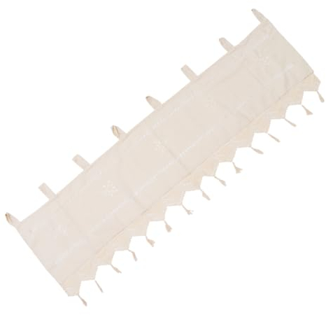 Amosfun 1pc Stickerei Küchenvorhang Kurzes Panel Halbvorhang Boho Stil Türvorhang Baumwolle Leinen Schattierung Halbvorhang Handgemachte Ausgehöhlte Blumen Küchenvorhänge Beige