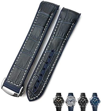 ANZOAT Gummi-Lederarmband für Omega Seamaster 300 Speedmaster AT150 HydroConquest Sportarmband, 21 mm / 22 mm, 19 mm / 20 mm, 22 mm, Achat