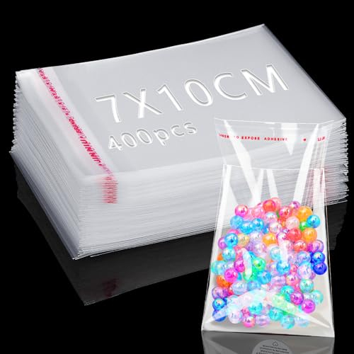 400 Pezzi Bustine Trasparenti Adesive 7x10cm Bustine Richiudibili Bustine Sacchetti Cellophane Confetti Trasparenti Sacchetto per Alimenti per Biscotti Caramelle Matrimoni Pasqua Natale