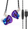 keephifi KBEAR Auricolari con microfono USB C,cuffie in ear con filo con cavo USB C, 1DD IEM type-c cuffie, cavo rimovibile,type per cantanti, musicisti, audiofili (rosa blu, USBC con microfono)