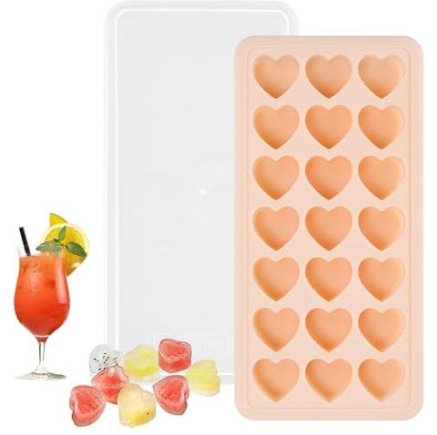 NAROSEBE Herz Eiswürfelform Eiswürfelbehälter Klein Silikon mit Deckel Ice Cube Tray Silicone Silikonform Heart BPA Frei Eiswürfelbereiter Eiswürfel Herzform Silikon für Schokolade, Bier und Whisky