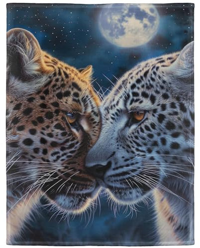 YISUMEI Kuscheldecke Weiche Warme Flauschige Fleece Decke, Gepard vs. Leopard, 100 x 150 cm