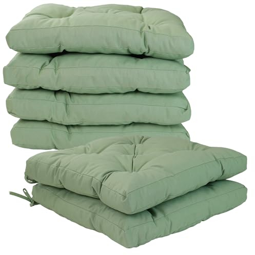 Viste tu hogar Pack 6 Cojines para Silla, 45x45x5 CM, Efecto Tridimensional, Relleno de 100% Poliéster, Ideal para Comedor, Terraza, Sala y Restaurante, Color Verde Aguacate, Fabricado en España