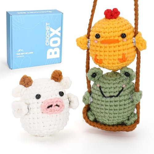 Crochet Kit for Beginners Adults - Animal Swing Crochet Kit, Crochet Kit for Starter, Include Easy Knitting Soft Yarn, Step-by-Step Video Tutorial, Birthday Gift for Adults, Witch Pot Bowl