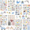 Aufkleber für Kinder und Baby Fotoalben, SILARLAIT Stickers Babyalbum, 4 Bögen DIN-A4 DIY Scrapbooking Sticker zum Basteln für Geschenke Karten Kalender, Aufkleber für Babyshower Babyparty (Blau)