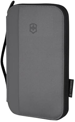 Victorinox Travel Essentials Reisemappe mit RFID-Schutz, Reisepasshülle, Organizer für Dokumente, Karten, Reißverschlussfach, Damen/Herren, Grau