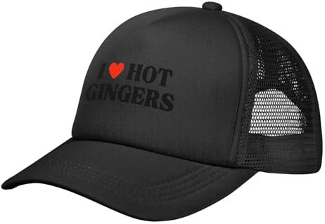 FWJZDSP I Love Hot Gingers Mesh-Mütze, Baseballmütze, Pferdeschwanz-Cap, Strand, Sonne, Papa, Trucker-Mütze