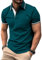 zitysport Polo Uomo Camicia a Maniche Corte Camicia da Golf Traspirante Uomo Camicie estive Sport Basic Slim Fit Tshirt con Tasca sul Petto Polo Shirt(Turchese L)
