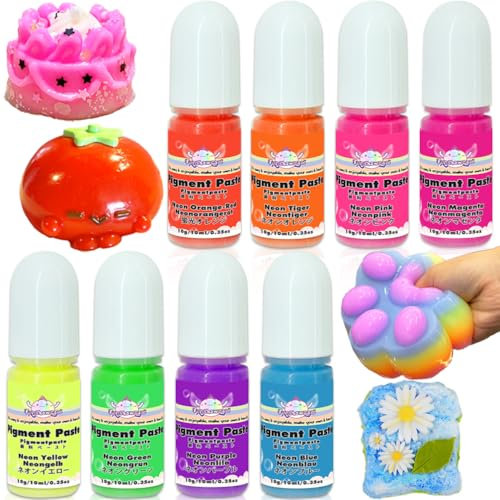Kit de fabrication de moules Taba Squishy Maker en pâte pigmentée liquide en silicone 8 couleurs couleurs néon