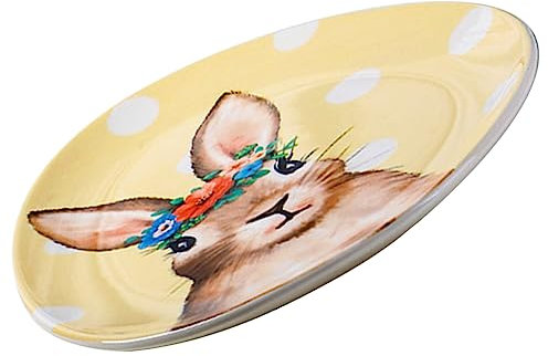 Cabilock Assiette De Pâques Plats à Dessert Plat Lapin En Porcelaine Friandises Pour Cochon D'inde Œuf Friandises Pour Lapin Plat De Service à Salade Assiette à Dessert De Pâques Céramique