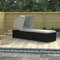 Myheimly Sonnenliege mit Sonnenschutz Auflagen Gartenliege Strandliege Relaxliege Saunaliege Gartenmöbel Liege Liegestuhl Poly Rattan Schwarz und Creme