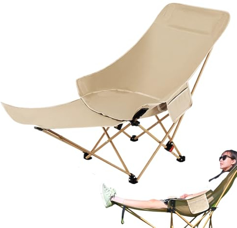 lisutupode Faltbarer Campingstuhl, leichter Campingstuhl, Liegestuhl, höhenverstellbar, leicht, ergonomischer Hocker für Wandern, Rasen, Veranda, Feld