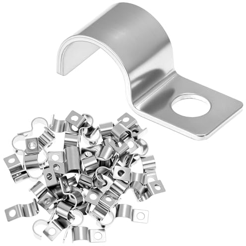 QWORK® 50 Stück kabelschellen zum schrauben für Kabel Ø 9-10 mm, Edelstahl 304 Rohrschellen Befestigungsschelle, Langlebig und Korrosionsbeständig