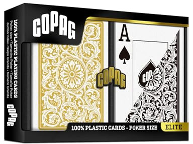Copag Elite - Jumbo Face Pokerkarten Plastik - 2 Index - Black/Gold Double-Deck