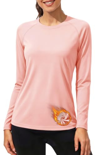 TACVASEN Women's Thermal Tops Long Sleeve Crew Neck Outdoor Sport Shirt | Moisture Wicking Running Top Fleece Lined Ski Base Layer
