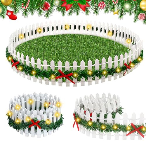 Weihnachten Miniatur Zaun Holzzaun, 2 Stück Miniatur Zaun Gartenzaun Holz, Mi-niatur Za-un Holzzaun, Mini Weihnachtszaun Mit Lichtern, Mini Weihnachtszaun, Wichtel Zubehör Weihnachten