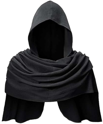 YOSUWOAI Herren Damen Ninja Umhang Renaissance Schal Cowl Hooded Multifunctional Scarf Rogue Hood Medieval Cloak Mittelalter Costume Vintage Hoodie Cyberpunk Cape Cosplay Hut