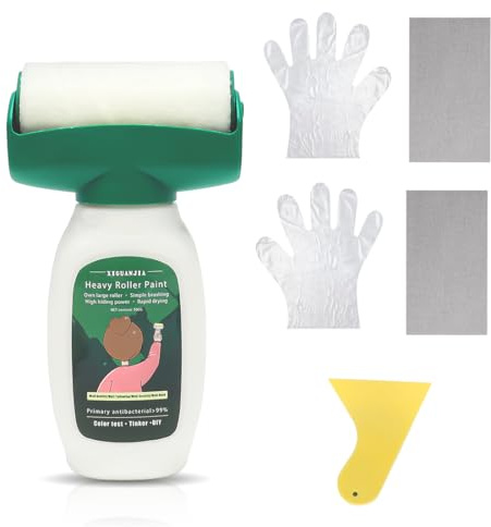 Yuragim Wandfarbe Ausbessern Weiß 500g, 2 in 1 Wandreparatur RollbüRste, Wandfarbe Roller mit Wandreparaturpast, Wand Reparatur Creme, Ausbesserungsfarbe Weiss Roller für Kratzer Flecken Graffiti