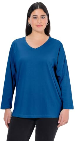 Ulla Popken Damen Shirt, V-Ausschnitt, Relaxed, Langarm Langarmshirt (1er Pack)