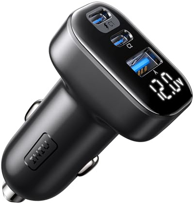 INIU Zigarettenanzünder USB C, 90W [Dual 45W] Kfz Auto Ladegerät Adapter | mini 3 Port auto Zubehör PD&QC3.0 Schnellladen LED-Anzeige, 12V USB C Steckdose für iPhone 17 Pro Max 16, iPad, Galaxy S24