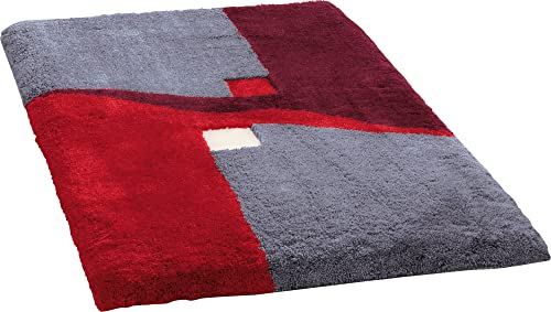 Erwin Müller Badematte Athen, Badteppich, Badvorleger rutschhemmend rot Größe 50x80 cm - kuscheliger Hochflor, für Fußbodenheizung geeignet (weitere Größen)
