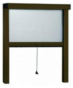 GrecoShop Zanzariera a Rullo in Alluminio per Finestre con Profilo Regolabile e Avvolgimento Verticale Marrone 140x170 cm