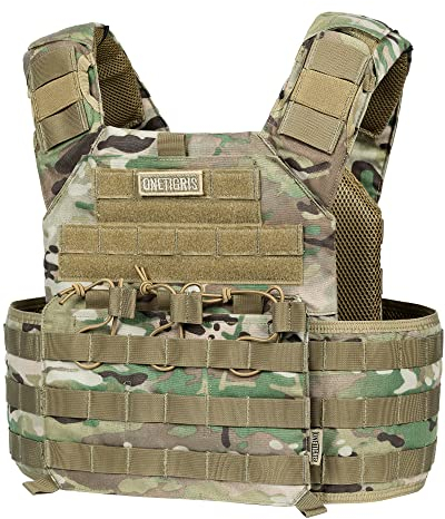 OneTigris PLPC Plate Carrier - Airsoft Vest Molle Tactical Vest Advanced Version 500D Nylon Military Combat Vest for Paintball Airsoft Wargame CS Outdoor (Multicam)