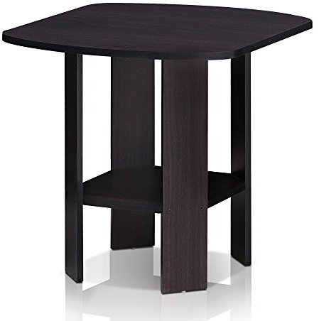 Furinno Design Simple Table d'Appoint de Chevet avec Tiroir Poubelle, Noyer Foncé