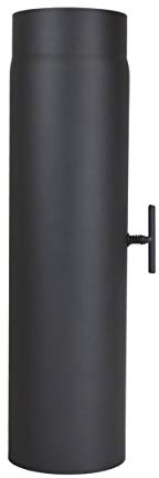 LANZZAS - Tubo prolunga per canna fumaria 500mm, per forni, camini, con valvola a farfalla, diametro Ø 130mm, colore grigio.