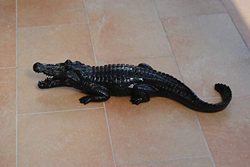 Krokodil Alligator 70cm Garten Gartenfigur Schwarz Gartenkrokodil Dekoration