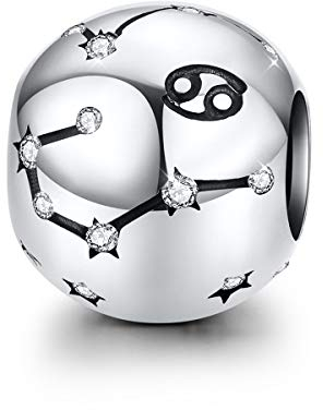 Krebs-Charm-Anhänger aus Sterlingsilber, 12 Sternbilder, Sternzeichen, Perlen, passend für Pandora-Armband