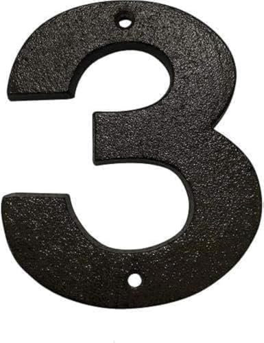 Cast Iron House & Door Numbers 0-9, A-E - Available in Black and Brown (3, Black)