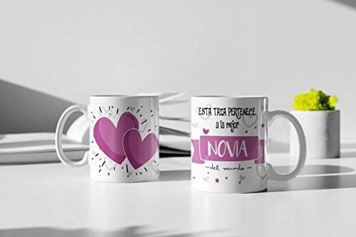 SAQUITOMAGICO Taza Personalizada con Mensaje Divertido | Regalo Original para Novia Especial | Taza de Cerámica Resistente 350 ml | Diseño Único para Compartir Momentos Divertidos y con Cariño