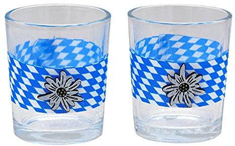 Teelichthalter Oktoberfest Edelweiß Bayrisch Raute Tischdeko Teelichtgläser Deko Party Geburtstag 2 Stück