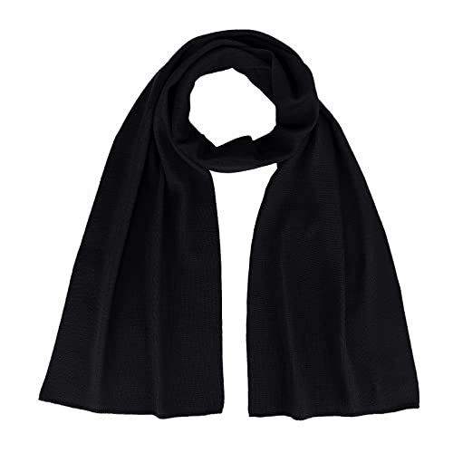 modAS Unisex Schal Feinstrickschal aus 100% Wolle (Merinowolle) - Wollschal Damen Herren Schal aus Wolle Warm Weich in Schwarz