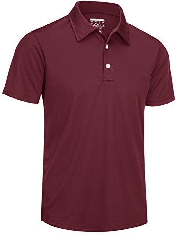 TACVASEN Work Polo Shirts for Men Short Sleeve Moisture Wicking Golf Tops Quick Dry Breathable Tennis Polo Wine,M